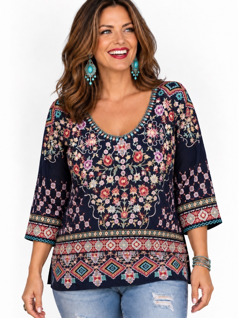 Johnny Was extremely heavily embroidered Sandra blouse NWT